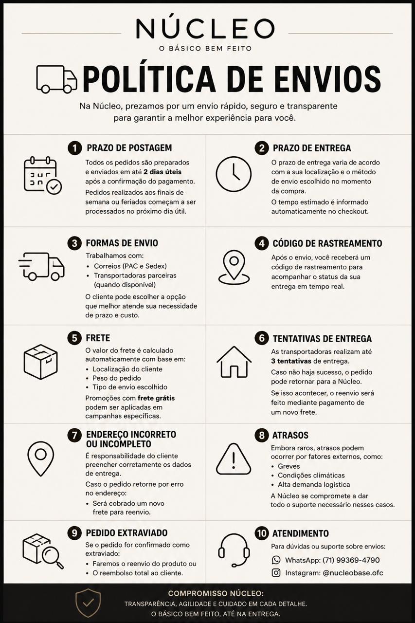 Política de Envio da NÚCLEO
